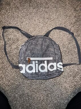 adidas Heather Gray Mini Backpack with Large White Logo
